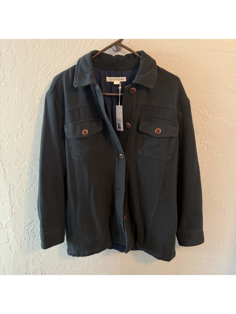 Outerknown Women's Black Organic Cotton Heavyweight Twill Shirt Jacket Small